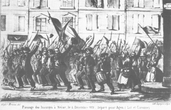 Passage des insurgs  Nrac, le 4 dcembre 1851. Dpart pour Agen